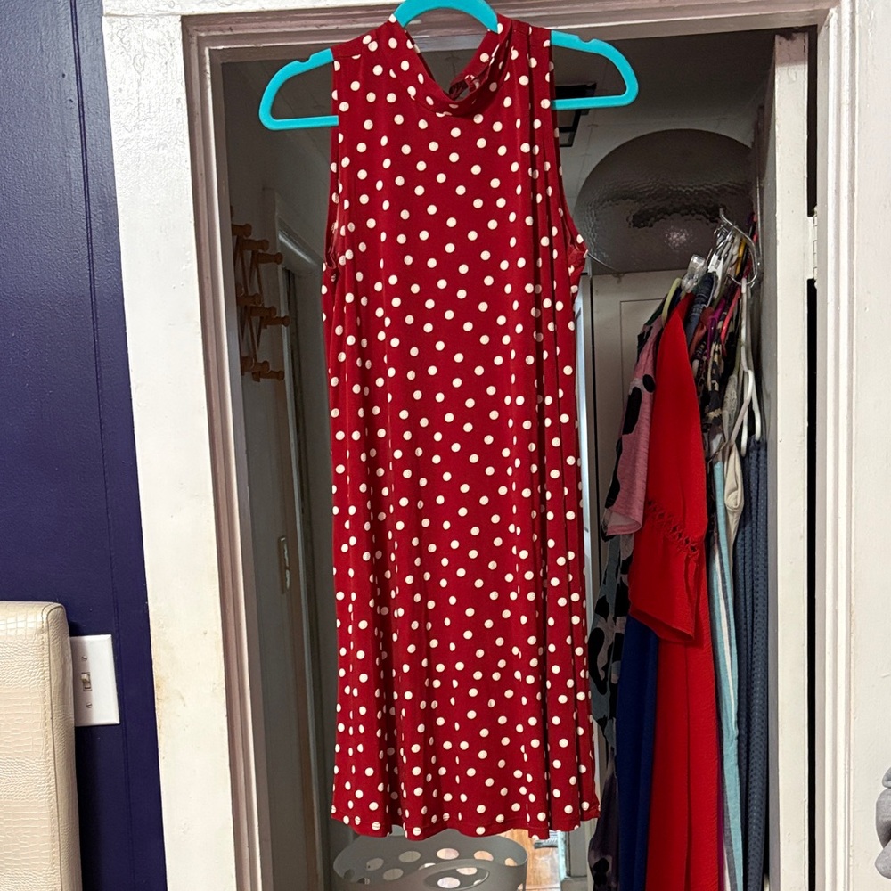 Robbie Bee Red Polka Dot Midi Dress
